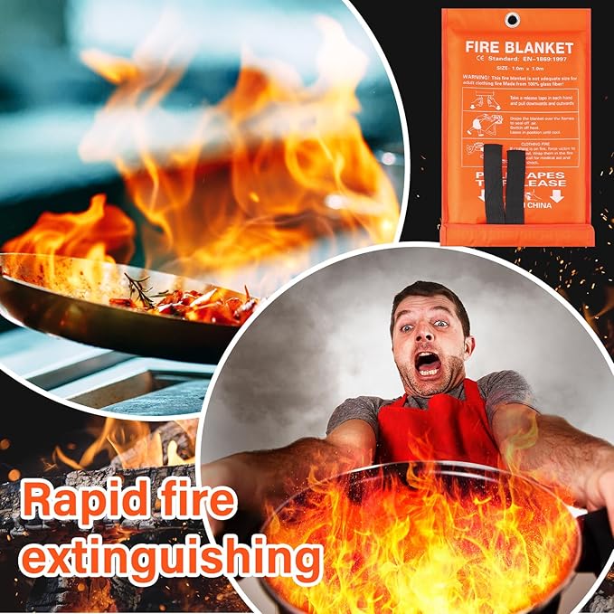 Macarrie 20 Pack Fire Blankets 39” x 39” Fire Blanket Emergency for Home and Kitchen Extinguisher Blankets Fiberglass Suppression Blanket Safety Fireproof Survival for Car Office Warehouse (Orange)