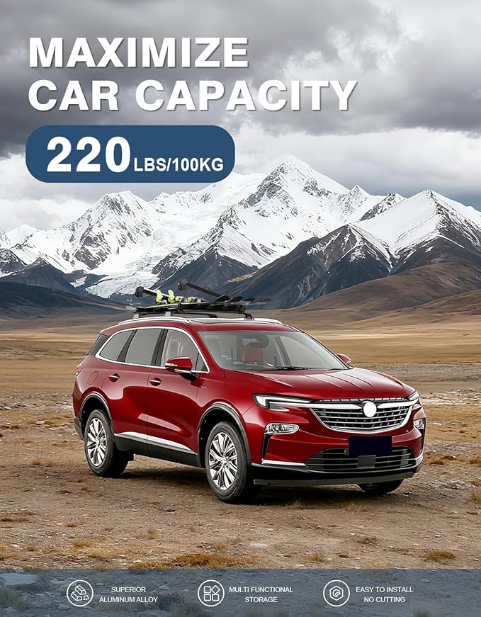 Roof Rack Cross Bars 220lbs Compatible with Buick Enclave 2018-2024 (with Flush Side Rails),All-Metal Aluminum Heavy Duty Crossbar Luggage Racks Roof Rails Rooftop Canoe Accessories