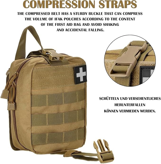 first aid kit bag empty Molle ifak pouch emt tactical medical pouch med rip away belt pouch small rescue tool pouches (TAN)