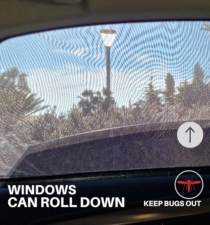 Car Sun Shade for Baby - Stretchy Mesh Fits Like a Sock, No Sun Leak on Back Seat Window, Sunscreen/Insect Screen Protects Your Child All Year, in Cabin Heat Reduction (M/Rect)