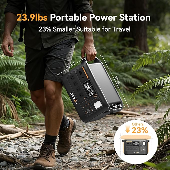 PECRON F1000LFP Portable Power Station with 200W Solar Panel, 1500W, 1004Wh LiFePO4 Battery Solar Generator, UPS, Fast Charging, Perfect Power Backup for Camping, Home Use, RV