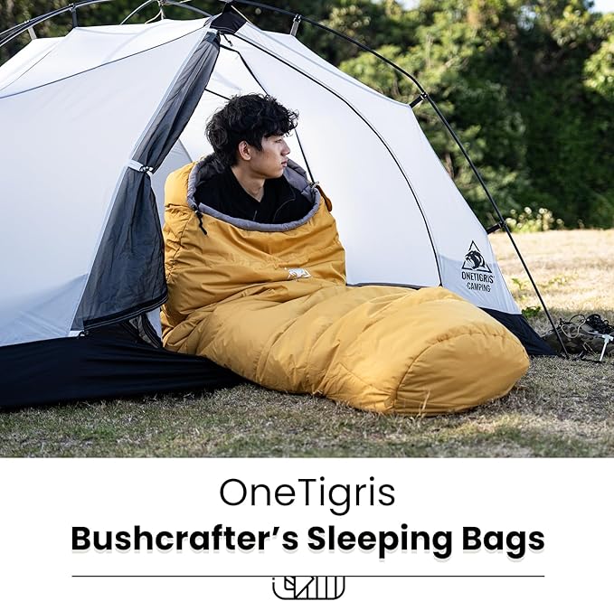 OneTigris Bushcrafter’s Sleeping Bags, Mummy Sleeping Bag for Camping Hiking Backpacking, Survival Gear