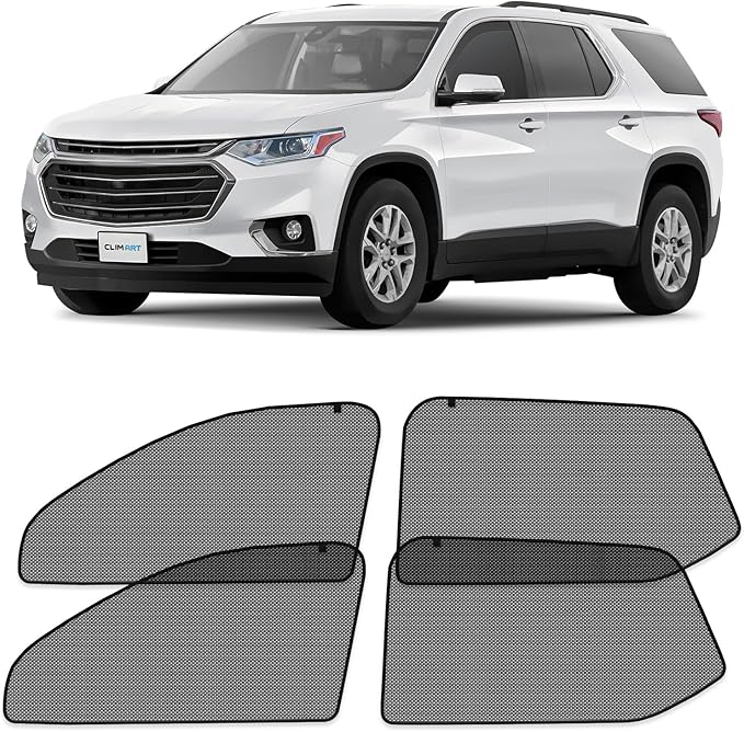 CLIM ART Magnetic Car Window Shades for Chevy Traverse 2018-2023 – Custom-Fit Sun Blocker Curtains, Side Window Covers, Essential Car Accessories for Camping, Baby, and Privacy Protection - MS0166
