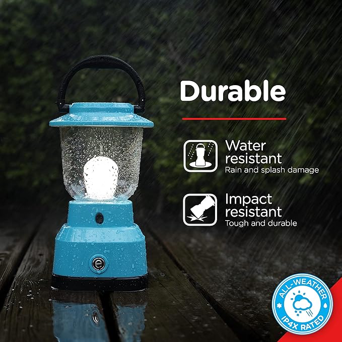 Enbrighten LED Large Camping Lantern, Battery Powered, USB Charging, 800 Lumens, 200 Hour Runtime, Carabiner Handle, Hiking Gear, Emergency Light, Blackout, Storm, Hurricane