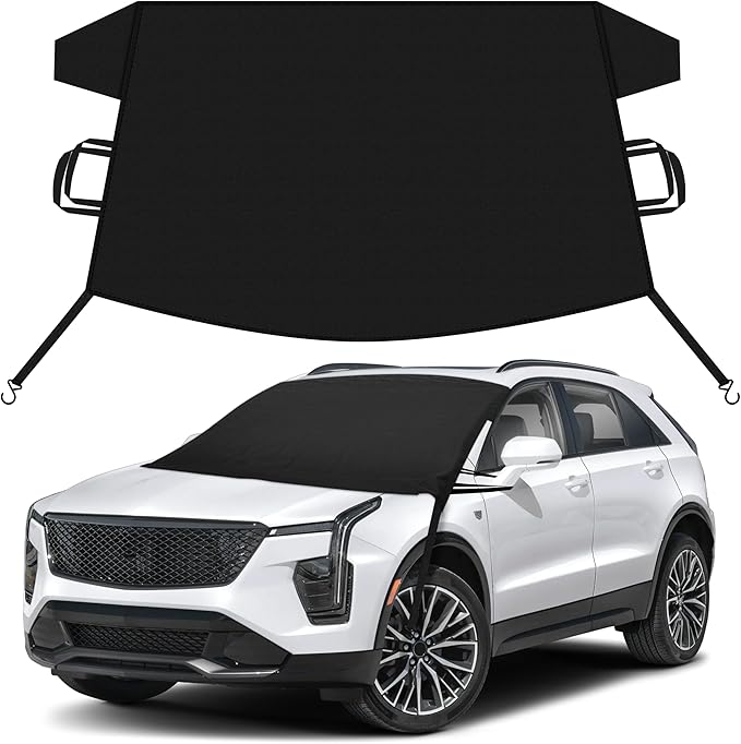 EcoNour Car Snow Cover Compatible for Cadillac XT4 | Windshield Cover for Ice and Snow with S-Hook Straps | Heavy-Duty 600D Oxford Winter Car Cover, Waterproof & Anti-Slip