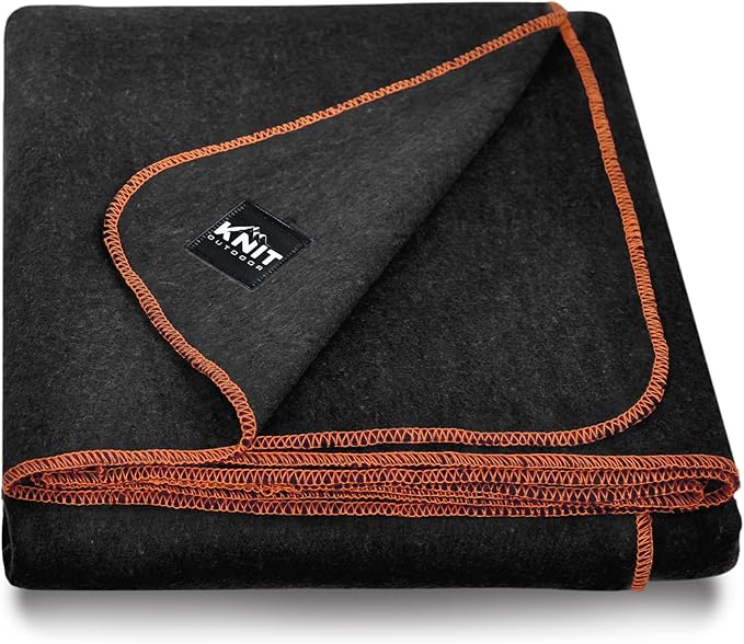Large Military Wool Blanket - Warm & Thick Emergency Survival Blanket Great for Camping, Outdoors, Sports Events, Picnics, 4.5 lbs, 64" x 88" (Charcoal)