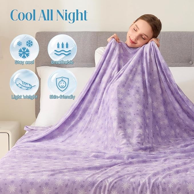 OIGAE Cooling Blanket for Hot Sleepers - Soft & Lightweight Summer Cold Blanket for Night Sweats | Perfect for Bed, Couch, Sofa (Purple, Twin 60" x 80")