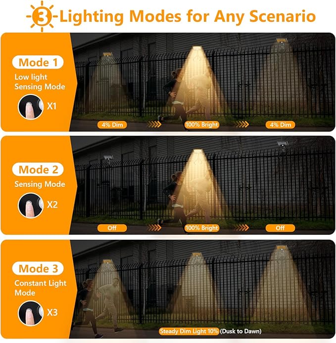 Solar Motion Lights Outdoor with Flexible Octopus Tripod, USB & Solar Powered Motion Sensor Lights with 92 LEDs, IP65 Waterproof Motion Activated Light for Fence, Camping (2 Pack, Warm Yellow)
