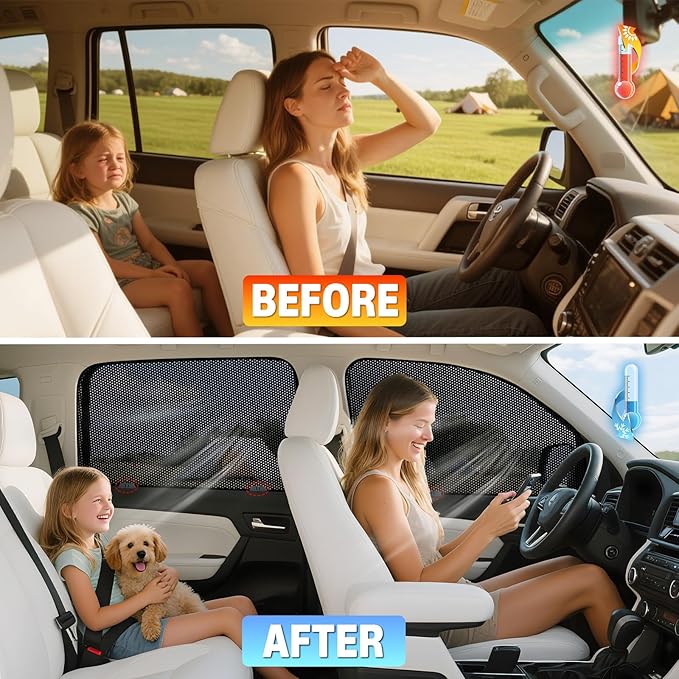 ZATOOTO Car Window Shades for Toyota 4Runner 2017-2024, 4 Pack 4Runner Sun Shade Side Window, Breathable Mesh Car Window Screen for Camping Napping Baby UV Protection