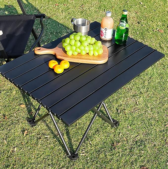 YIKANGHENG Folding Camping Table, 16 Inch x 13.8 Inch x 11.4 Inch Black Carbon Steel Foldable Table with Storage Bag for Home and Outdoors (S)