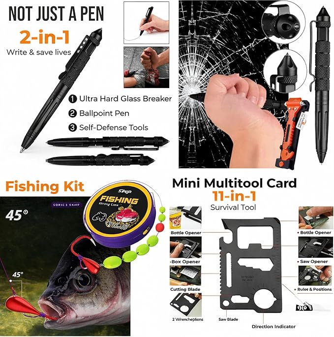 Bug Out Bag Survival Kits HUMPTI Centinela, 72 Hour Survival Kit Military Grade for Emergency, Kit de Supervivencia, Go Bag Emergency Backpack, Solar Radio, Camping Gas for Cook, Mochila 72 Horas