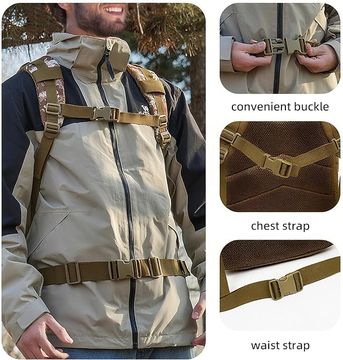 aiGear 50L Military Tactical Backpack 3 Days Assault Pack Large Day Backpack for Men Molle Army Bug Out Bag Waterproof Heavy Duty Hiking Trekking Rucksack - Green Camo
