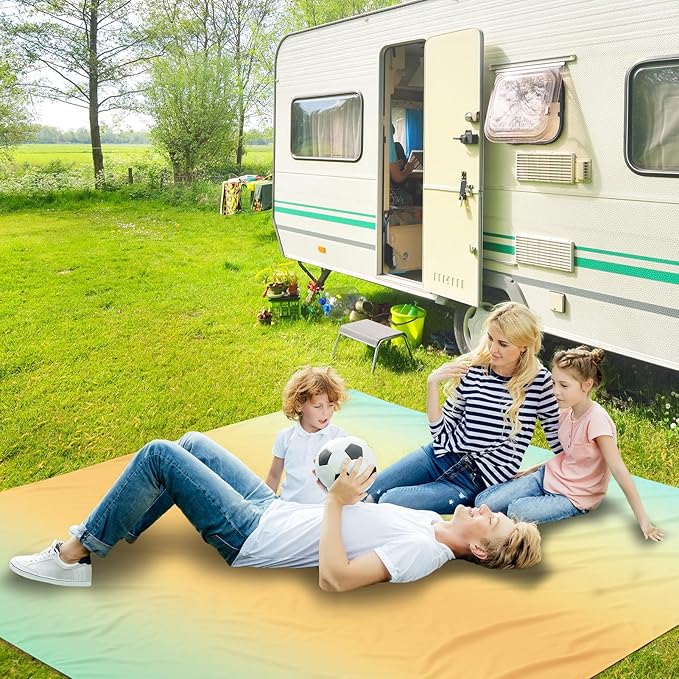 AISPARKY Beach Blanket Waterproof Sandproof Extra Large, Oversized Beach Mat, Quick Drying&Compact&Lightweight, Picnic Blankets Vacation Essentials for Outdoor Beach Camping (79" X 108" (6 Person))