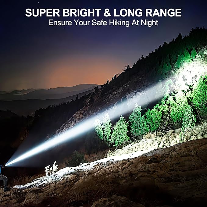 Banral Flashlights High Lumens Rechargeable, Super Bright Long Range Small Powerful Flashlight, 6 Modes LED Tactical Pocket Waterproof Flash Light for Home Emergency (2, Purple)