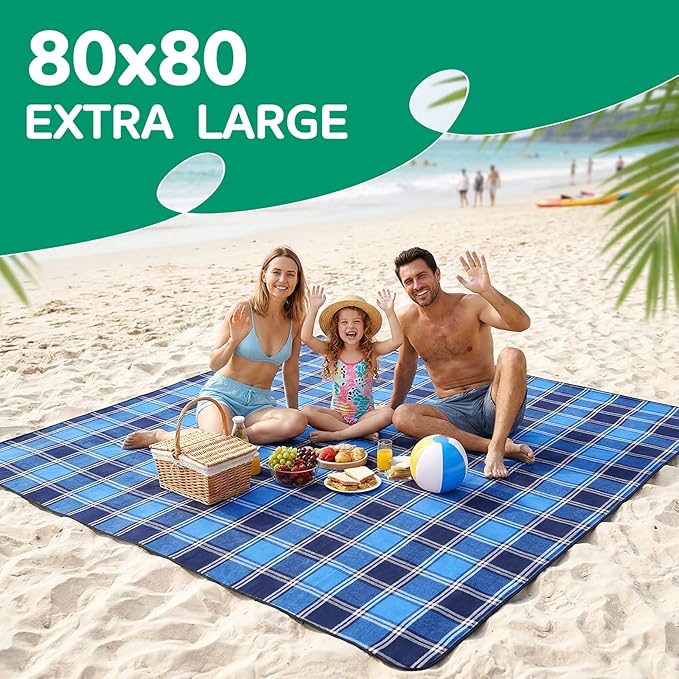 Waterproof Beach Blanket Picnic Outdoor Camp Mat Towel Family Beach Trip Essentials Summer Vacation Must Have Travel Accessories Lake Day Necessities Stuff Thing Need Gear Gift Supplies Item Gadget