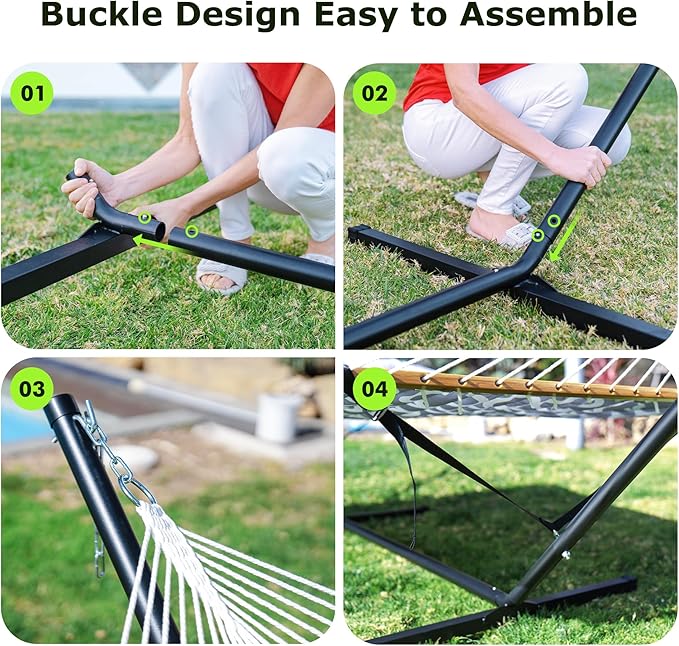 ANAGOO Double Hammock with Stand, Heavy Duty Outdoor Hammock for Two, 500 LBS Capacity, Stable Steel Frame with Balance Strap, Easy Tool-Free Assembly for Patio, Garden, Backyard & Beach,Round Gray