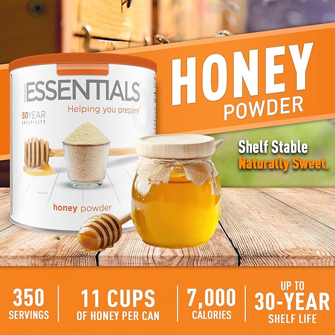 Emergency Essentials, Honey Crystals, Over 3 lbs. of Honey Powder, 30-Year Shelf Life