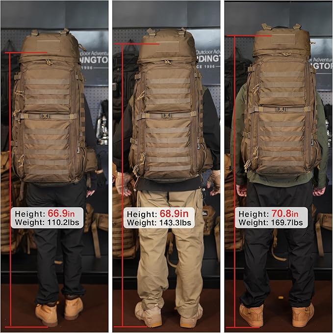 Mardingtop 75L Molle Hiking Internal Frame Backpacks with Rain Cover for Camping,Backpacking,Travelling(Black)