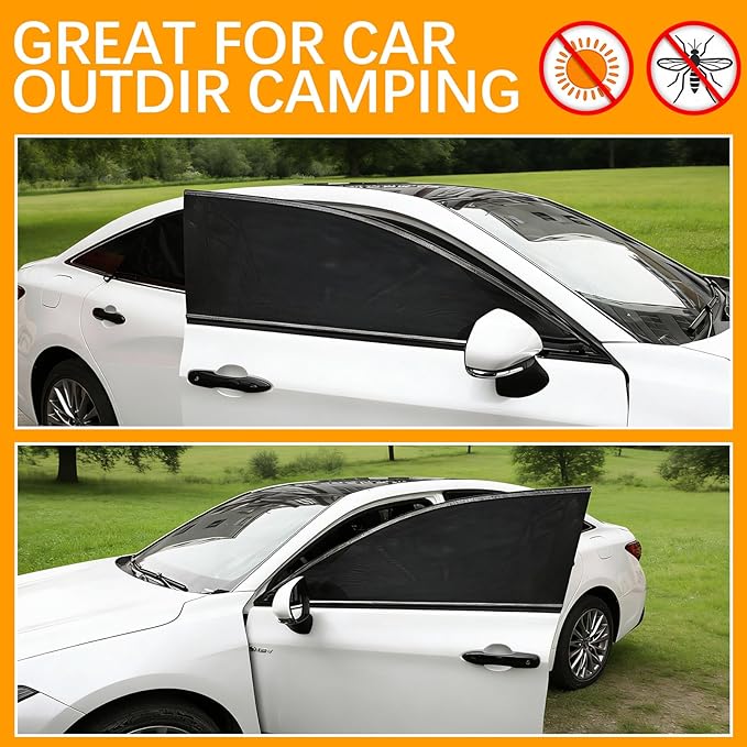 2 Pack Front Car Window Covers Car Window Shades Car Side Window Sun Shades, UV Protection Breathable Spandex Window Covers, Universal Fit Most (99%) of Cars(Medium 42.5"x18.8")