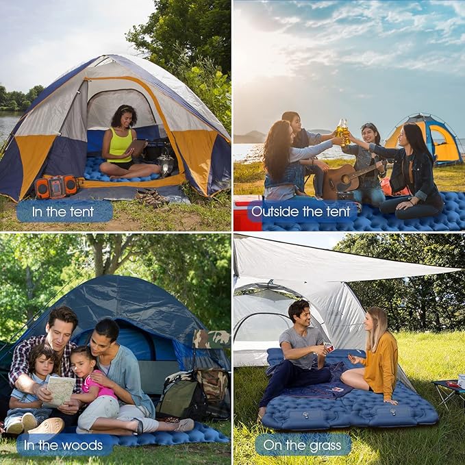 HiiPeak Sleeping Pad for Camping- Ultralight Inflatable Sleeping Mat with Built-in Foot Pump & Pillow, Upgraded Compact Camping Air Mattress for Tent, Backpacking, Hiking