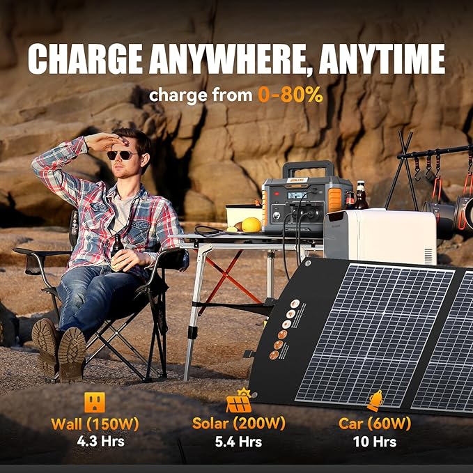 BALDR Portable Power Station, 1000W Output, 808Wh Capacity, AC Outlet, USB Ports, 110V Pure Sine Wave AC Outlet Backup Lithium Battery for Home Camping Emergency Use