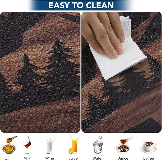 Picnic Table Cover with Bench Covers and Bag, 72in Camping Tablecloth, Waterproof Windproof Elastic Edges Fitted Rectangle Tables RV Gear Campers Must Have(Brown）