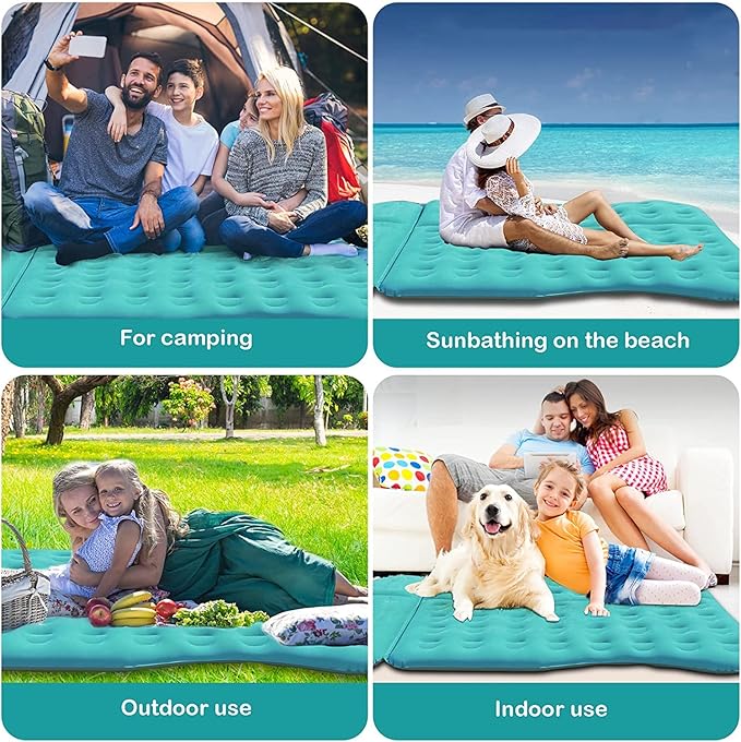 SUV Air Mattress,Thickened Flocked Camping Bed for Car,Includes Electric Pump & 2 Foot Pedals,Portable Inflatable car Mattress (Blue)