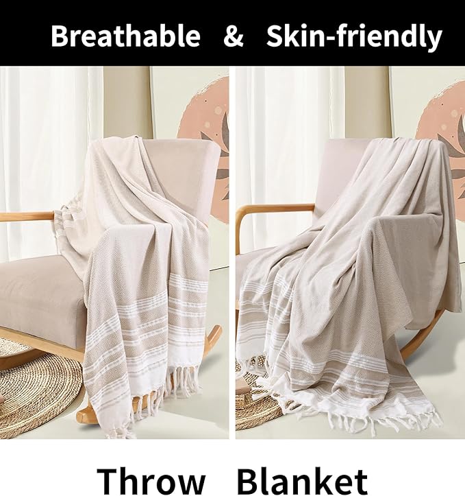 Genovega Large Throw Blanket Yoga Blanket Turkish Beach Towel Women Birthday 60th 50th 40th 30th Ideas Mother Day Grandma Nana Wife Sister Girlfriend Her Female Boss Teacher Father Husband Son