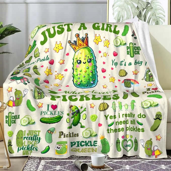 Pickle Blanket Gifts Stuff Plush Pickles Blankets and Throw Merch Bedding Decor Pickles Gifts for Pickle Lovers Women Girls Kids Birthday Decorations 50"X40"