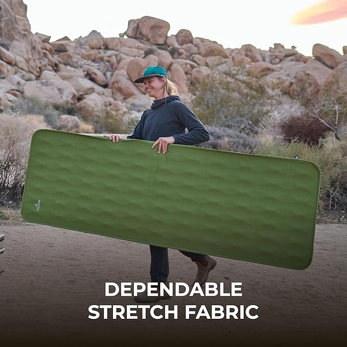 Teton Outfitter Sleeping Pad for Cot, Extra Thick Comfortable Camping Mattress for Adults, Portable Roll-Up Camp Pad, Durable Foam Cushioning