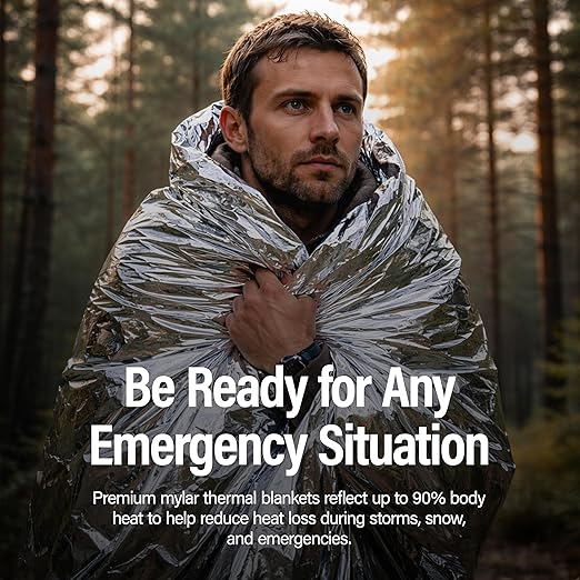 Primacare CB-6841-CS Emergency Foil Mylar Thermal Blanket, 84" Length x 52" Width (Pack of 10)