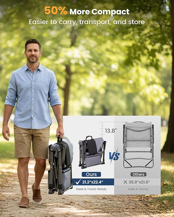 KingCamp XXL Heavy Duty Camping Directors Chair 550lbs Capacity, Extra Wide Oversized Camp Chairs with Side Table & Cooler Bag, Compact Padded Folding Chair for Big and Tall Outdoor Sports Picnic Lawn