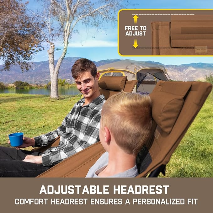 FanttikOutdoor Zeta L8 Max Camping Chair, Portable & Lightweight, Multi-Angle Adjustable, Supports up to 250 lbs, Comfort-Driven Design, High Strength Camping Chair for Travel, Hiking, Fishing, Brown