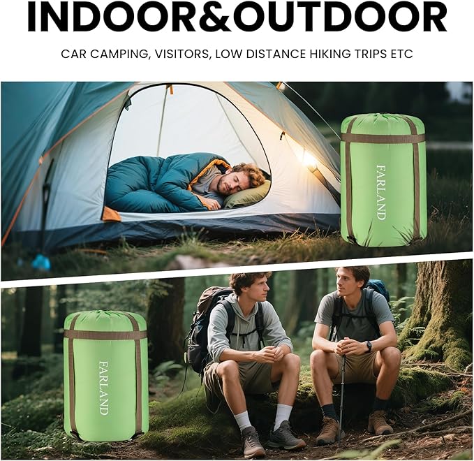 FARLAND Sleeping Bags for Adults Teens Kids with Compression Sack Portable and Lightweight for 3-4 Season Camping, Hiking,Waterproof, Backpacking and Outdoors