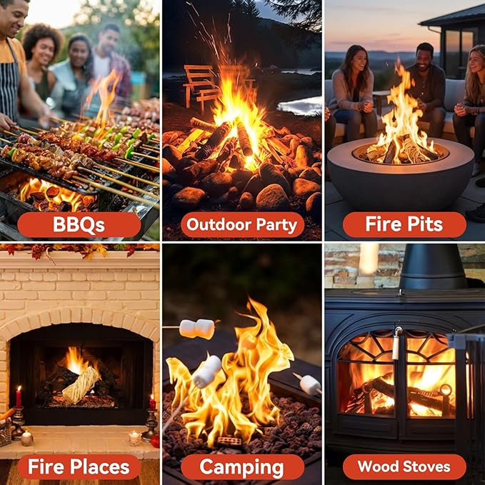 MAQIHAN 15PCS Quick Ignite Fire Starter - Fire Starter Rolls for BBQ Fireplace, Charcoal Starter for Indoor and Outdoor Use, Easily Light, Wax Wood Roll for Campfire, Chimney, Grill, Camping, Survival