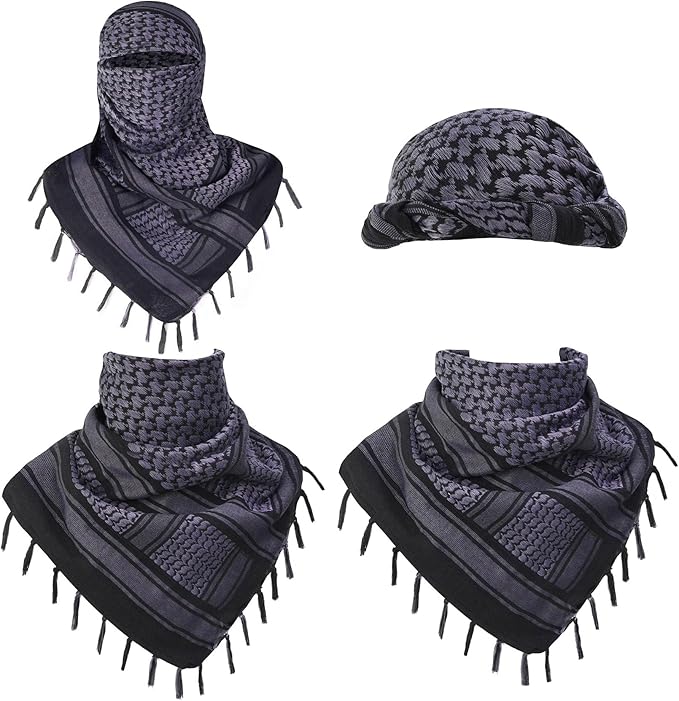 Explore Land Cotton Shemagh Keffiyeh Tactical Desert Scarf Neck Head Wrap with Tassel for Men Women