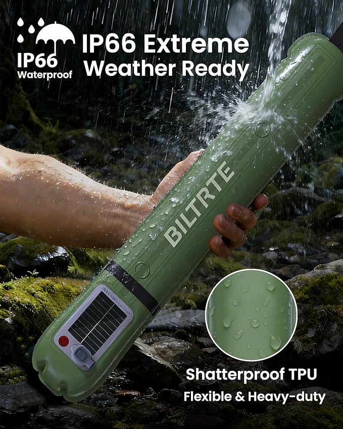 24" Inflatable Solar Camping Lantern, Magnetic LED Tube Light with USB-C 2000mAh Power Bank, IP66 Waterproof TPU Tent Light for Hurricane Emergency, Backpacking & Off-Grid Survival (Green)