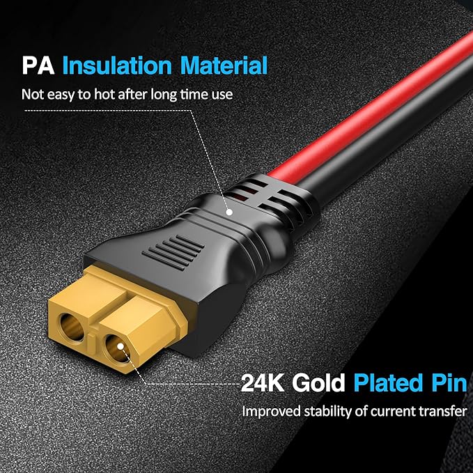 Solar Panel to XT60 Charging Cable(12AWG 6ft), Gonifeto Solar to XT60 Extension Wire for Ecoflow Generator, Solar Connector to Injection Molding XT60 Charging Cord for Portable Power Station