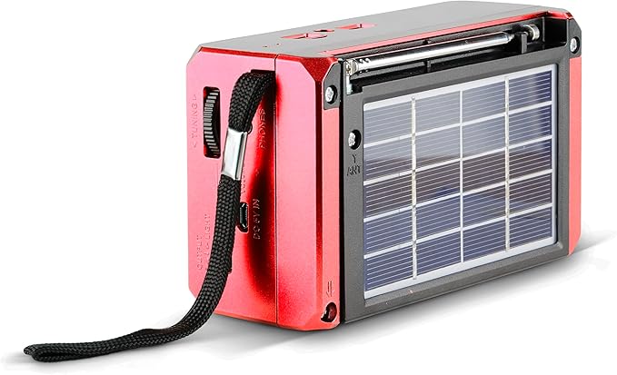 QFX R-37 (AM, FM, SW1) 6-Band Solar Powered Radio with Bluetooth, LED Flashlight, USB & Micro SD Ports