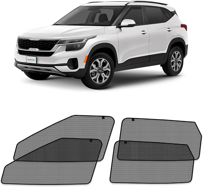 CLIM ART Magnetic Car Window Shades for Kia Seltos 2021-2026 – Custom-Fit Sun Blocker Curtains, Side Window Covers, Essential Car Accessories for Camping, Baby and Privacy Protection - MS0141