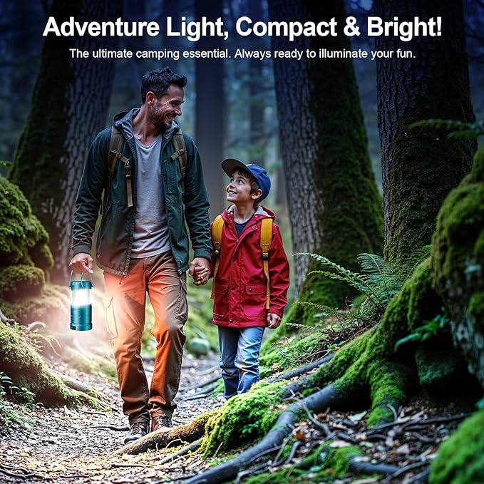 LETMY LED Camping Lantern for Power Outages, 3 Color Modes & Dimmable Battery Powered Lantern, IP65 Waterproof & Collapsible, Lanterns Flashlight Survival Kits for Emergency Hurricane Hiking, 4 Pack