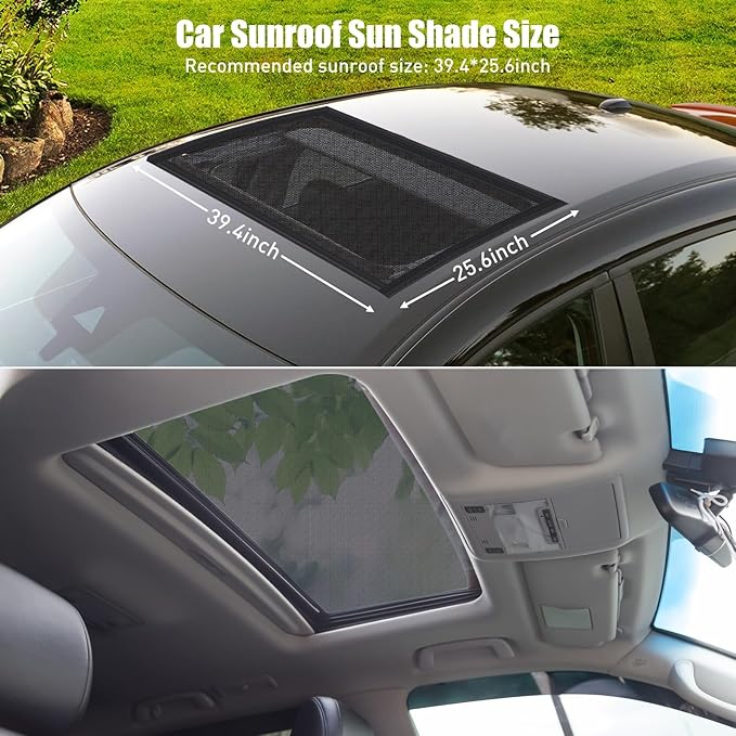Magnetic Sunroof Sunshade Mesh Screen for Car Camping Essentials,UV Protection Screen for Moonroof & Side Windows,Quick Install,Breathable Roof Cover Fits SUV, Truck Van Sleeping Overnight