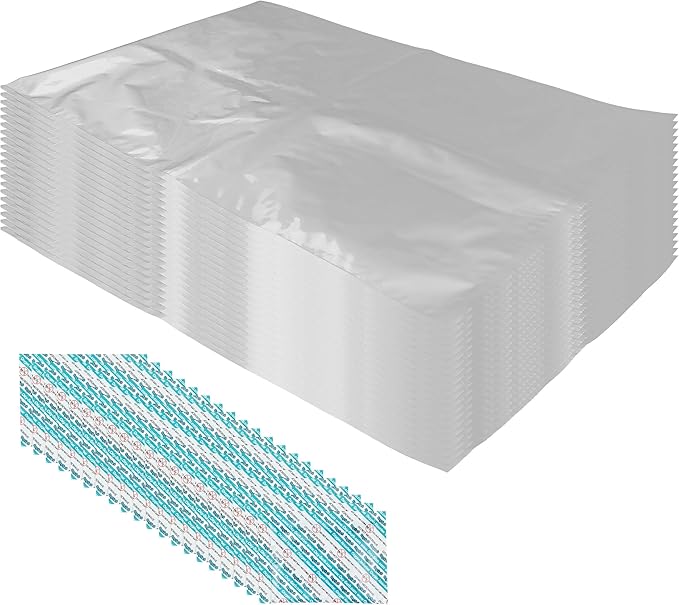 Dry-Packs 5-Gallon, 20"x30" Mylar Bags and 2000cc Oxygen Absorbers, 20 Pack - For Food Shipping & Storage, Silver