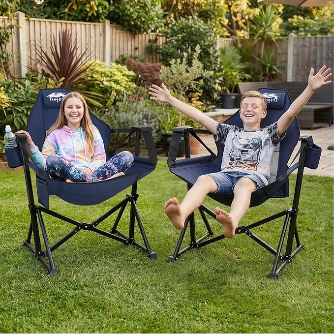 Fragess Portable Hammock Camping Chair with Adjustable Back, Folding Hammock Chair Supports 330lbs, Camping Swing Chair for Adults, Camping Hammock Chair for Lawn, Concerts, Backyard, Stargazer