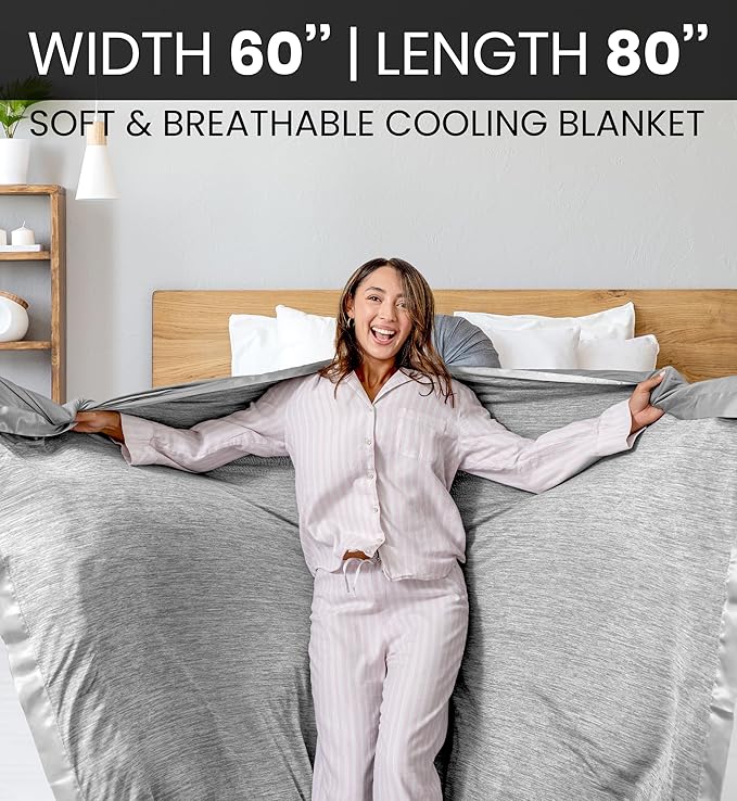 Everlasting Comfort Cooling Blanket for Hot Sleepers - Soft, Lightweight & Breathable Throw Blanket with Easy to Clean Material - Luxury Throws for Hot Flashes & Night Sweats (60"x80")