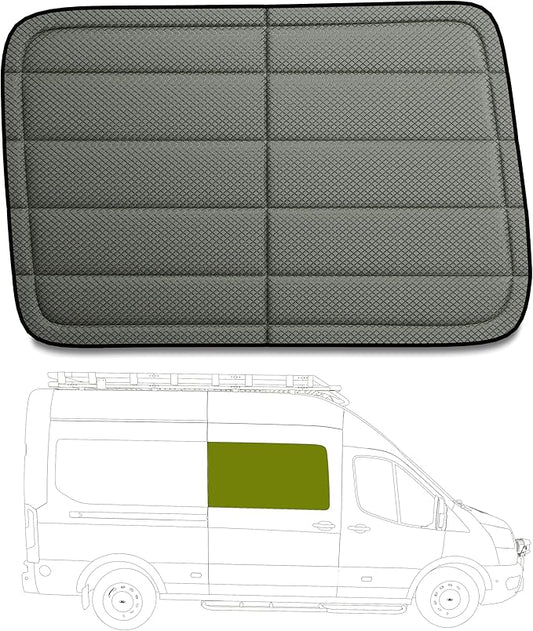 Extra-Thick Sliding Door Window Cover for Ford Transit Medium/High Roof, 2015-2026, Magnetic Insulated Blackout Window Sunshade, Foldable Design, AllSeasonGuard Pro