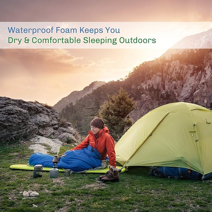 Foam Sleeping Pad for Camping - 1.25-Inch-Thick Waterproof Sleep Pad with Carry Straps for Cots, Tents, or Sleepovers by Wakeman Outdoors (Black)