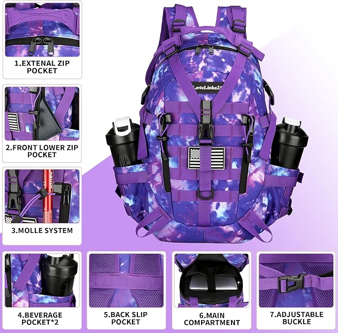 Lovelinks21 25L Tactical Backpack Hiking Daypacks Outdoor Military Molle Bag EDC Rucksack Motorcycle Backpack for Camping