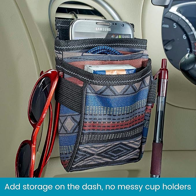 High Road DriverPockets Car Phone Holder Air Vent Pouch and Front Seat Organizer with 3 Pockets, Hanging Hooks and Charging Port (Southwest)