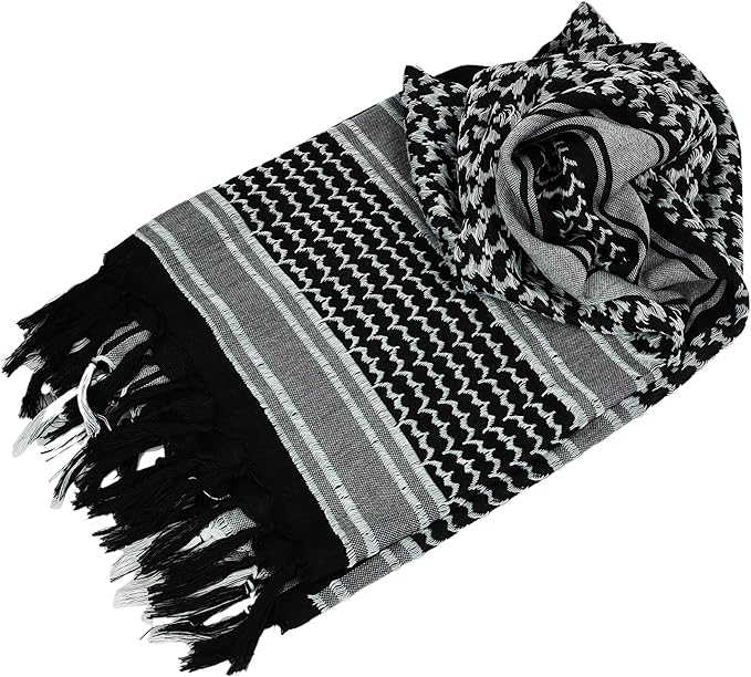 Luxns Military Shemagh Tactical Desert Scarf / 100% Cotton Keffiyeh Scarf Wrap for Men And Women